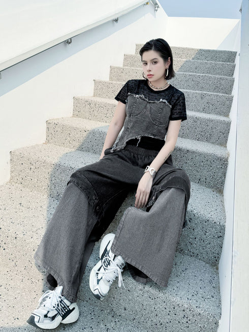 Black Mesh Layered Skirt